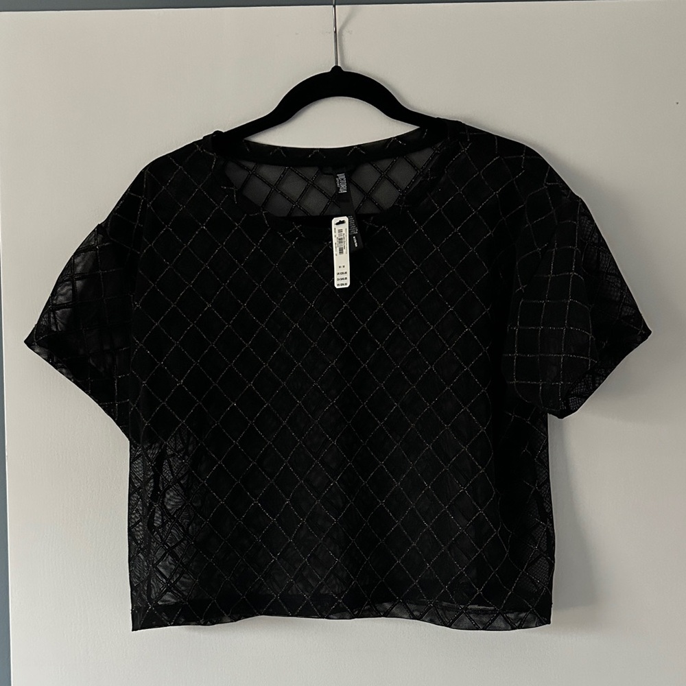 Elegant Black Mesh Crop Top